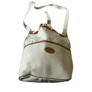 VTG Spring Fashion Shoulder Bag‎ White and Brown Avon 1985 Tourist Beach Straps